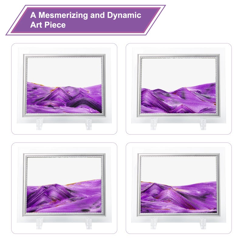 Coitak Sandscape, Moving Sand Art Picture, Moving Desktop Art, Sand in Motion, Medium Size 9x7(Purple) (7x9inch, Purple) - Image 5